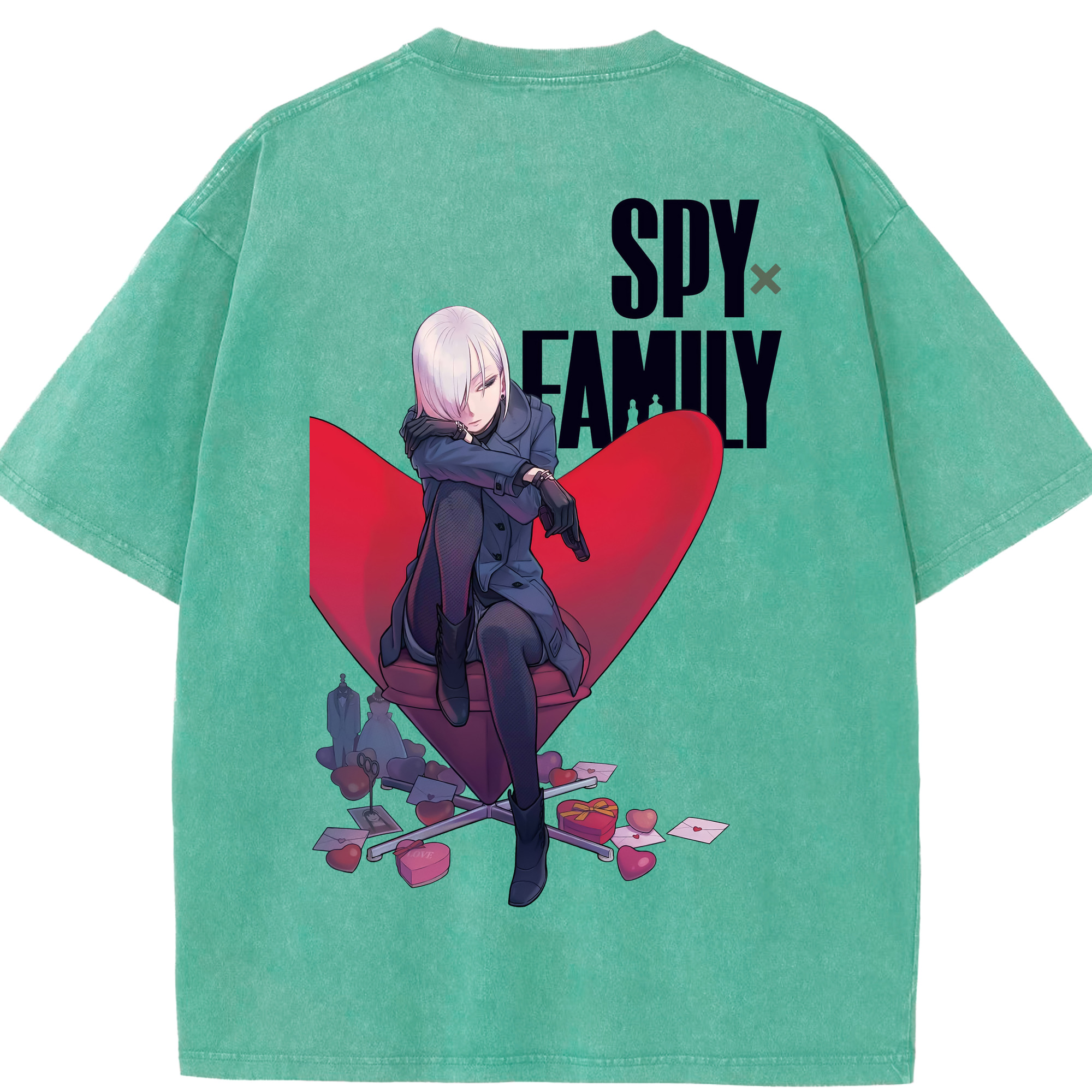（画像用） SPY×FAMILY间谍家家酒 綿100% ヴィンテージ風 半袖Tシャツ（背面プリント）